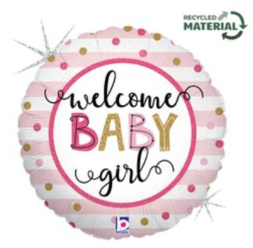 Folienballon - Welcome Baby Girl - ø 46cm